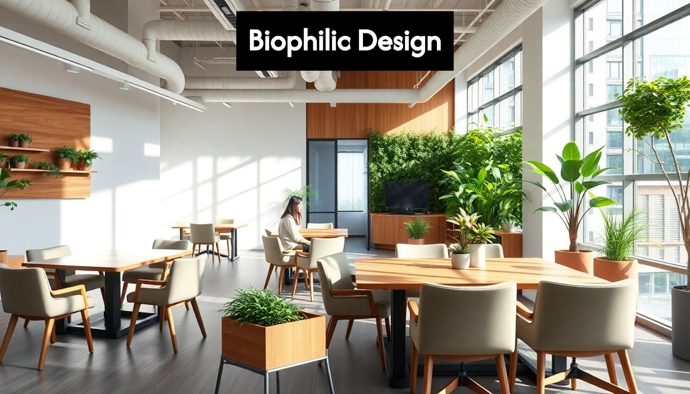 Biophilic office furniture with built-in plants