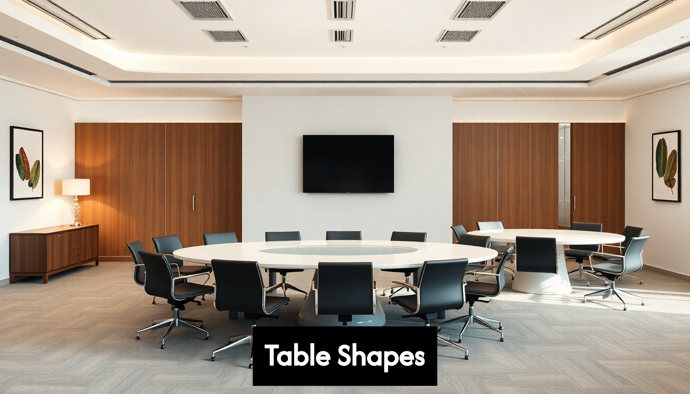 Different conference table shapes in meeting rooms