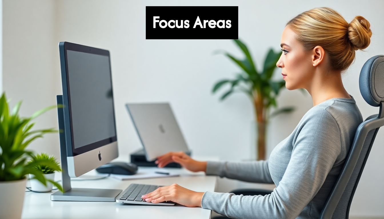 Ergonomic desk and chair for focus