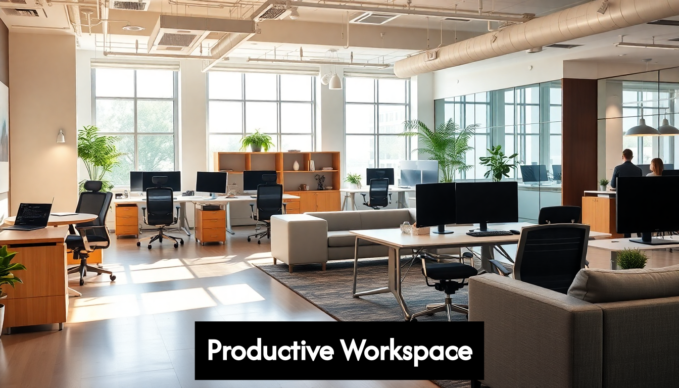 Modern office furniture in a workspace