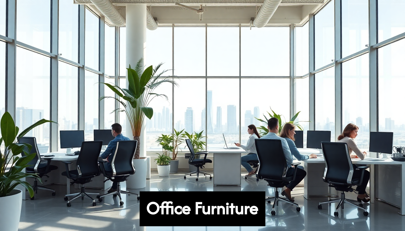 Modern Dubai office with ergonomic furniture and natural light