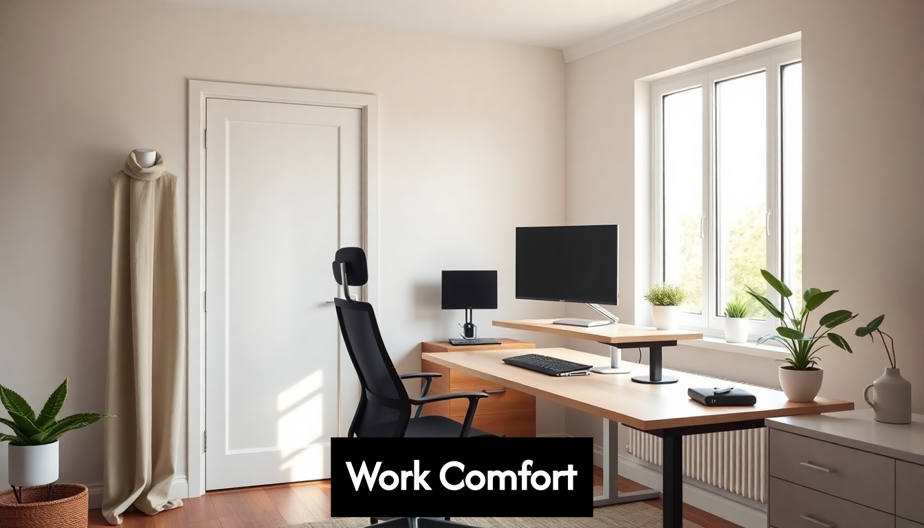 Modern ergonomic home office with large window