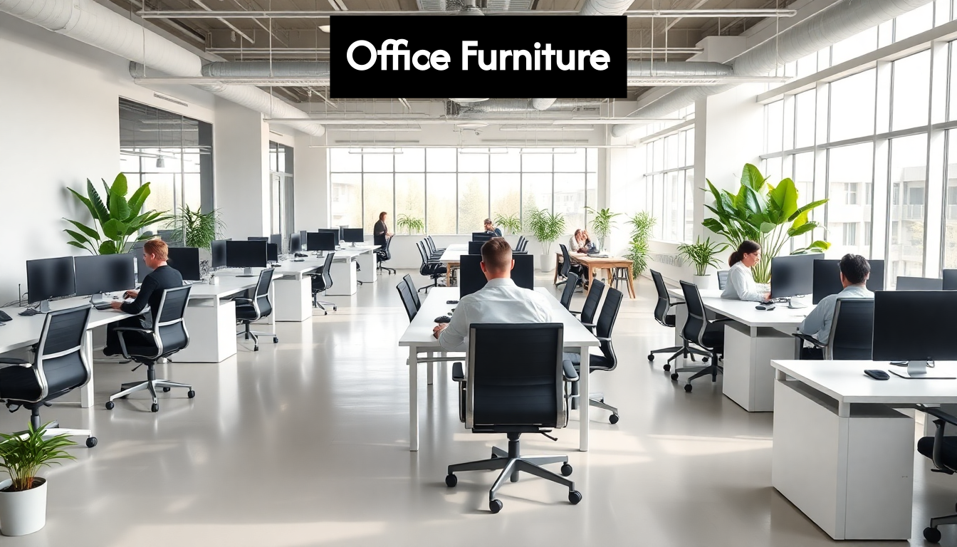 Modern office workspace with ergonomic furniture