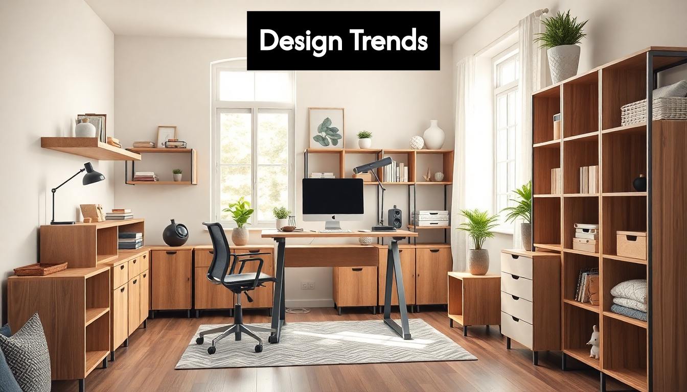 Modular furniture in adaptable home office workspace