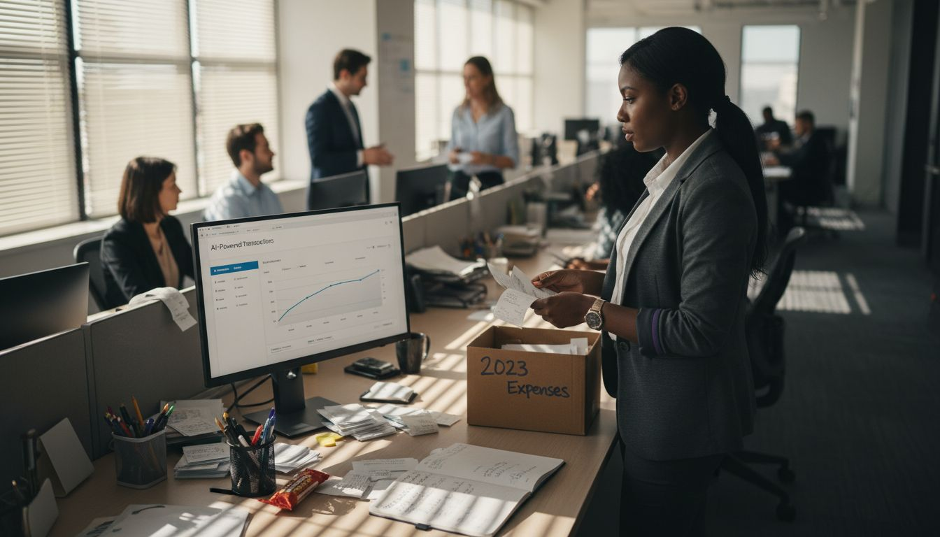 Role Of Ai In Fintech – Impact On Miami Accounting - Transform 42 Inc Accountant Organizing Receipts In Busy Office