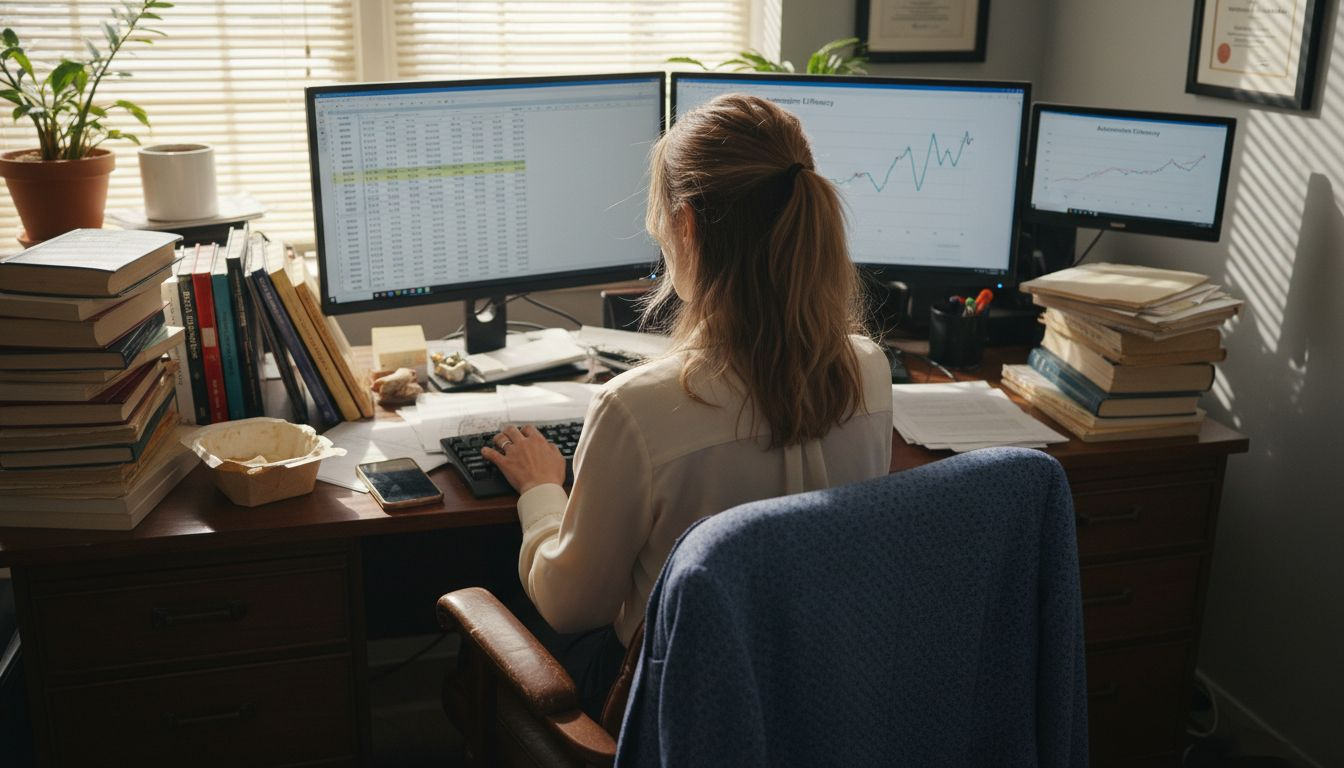 Business Transformation For Cpas: Real Revenue Growth In Miami - Transform 42 Inc Accountant Using Technology At Busy Office Desk