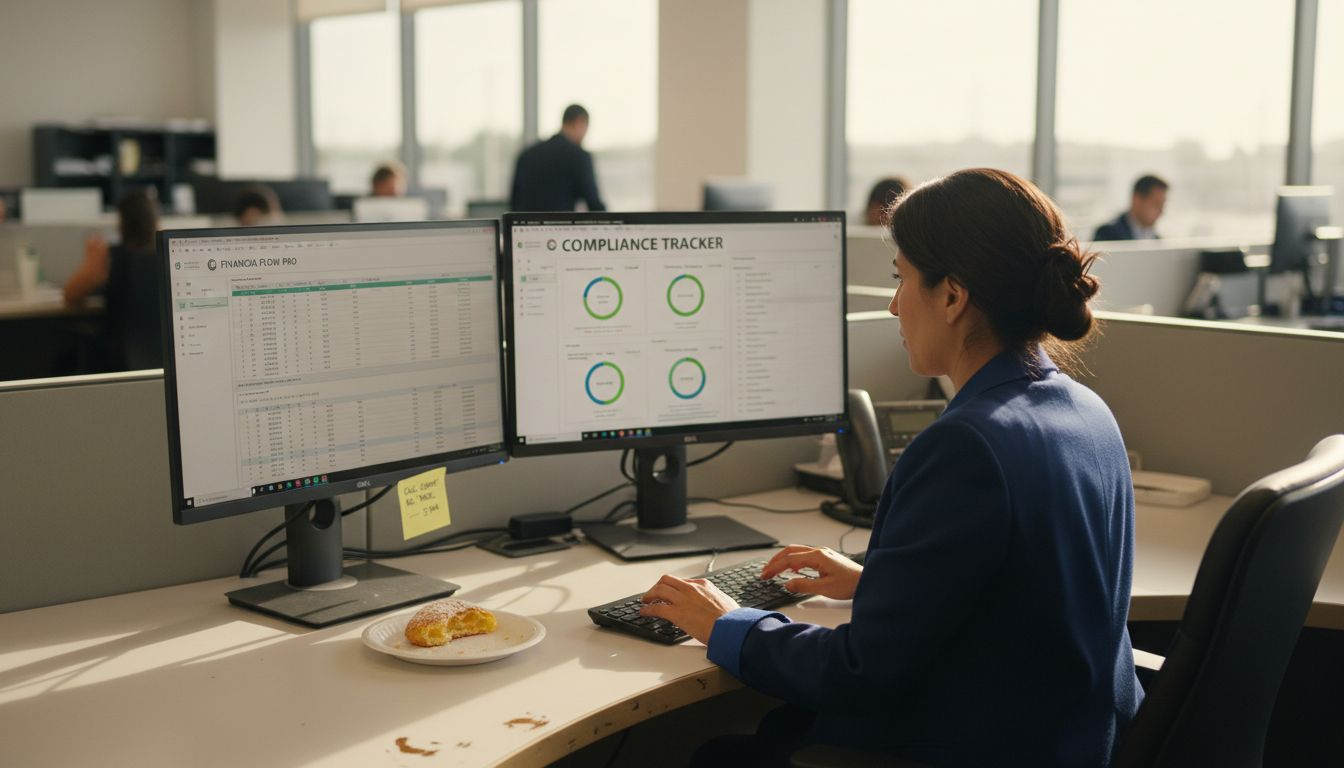 Business Process Automation Software For Miami Cpas - Transform 42 Inc Accountant Using Bpa Software On Dual Monitors