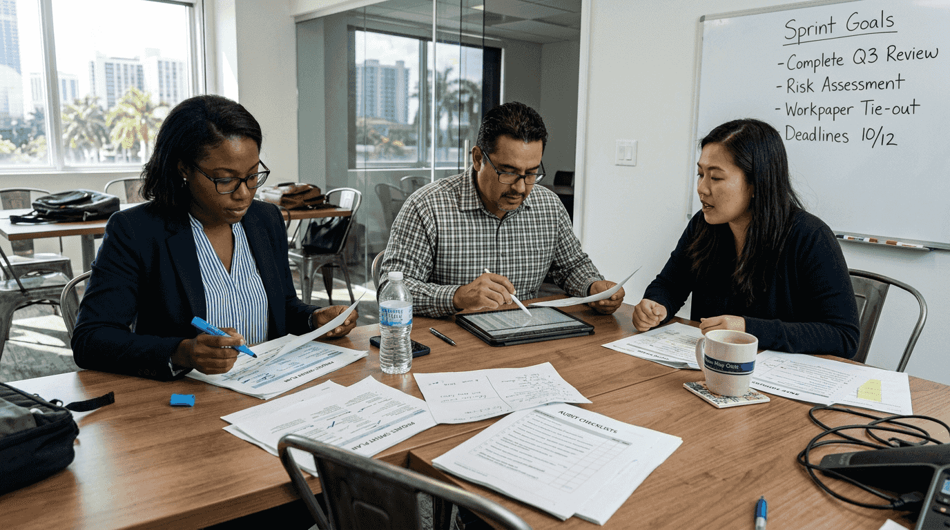 Agile Model Guide For Miami Cpas In 2026 - Transform 42 Inc Cpa Team Reviewing Agile Project Sprint