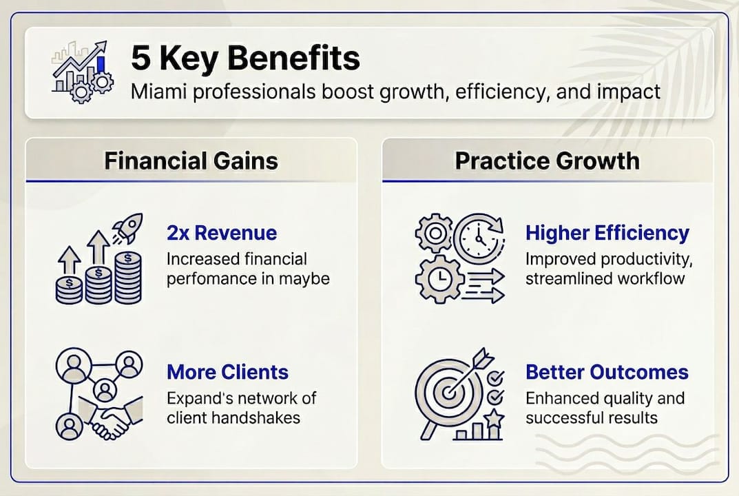 5 Key Benefits Of Digital Consulting For Miami Professionals - Transform 42 Inc Infographic Showing Digital Consulting Advantages