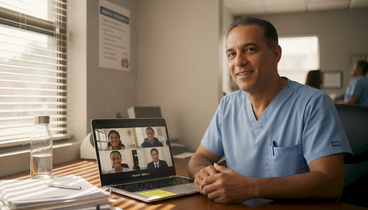 What Is Digital Service Delivery? A Guide For Miami Professionals - Transform 42 Inc Doctor Conducting Telehealth In Miami Clinic