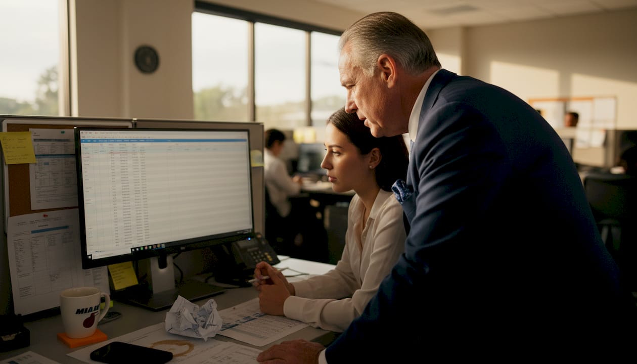 Change Management Guide: 88% Success Rate For Miami Firms - Transform 42 Inc Executive Mentoring Junior Colleague At Desk
