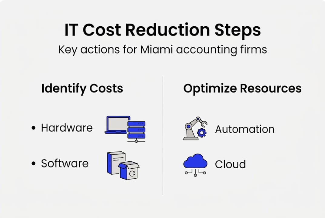 Smart It Cost Reduction Methods For Miami Accountants - Transform 42 Inc Infographic Showing It Cost Reduction Steps