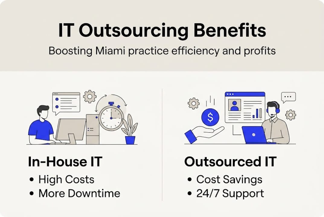 It Outsourcing: Boost Efficiency And Profits For Miami Professionals - Transform 42 Inc Infographic Comparing In-House And Outsourced It