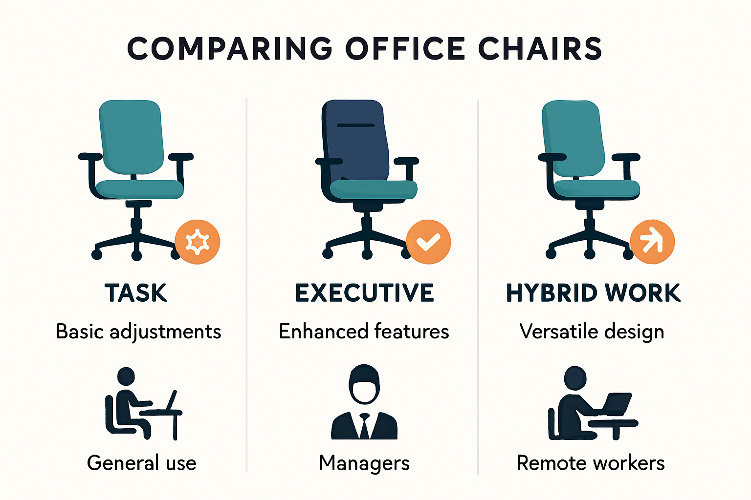 Comparison of Office Chair Types Functional Differences