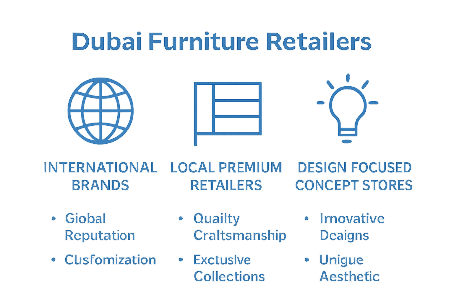 Comparison of Dubai luxury office furniture retailer types