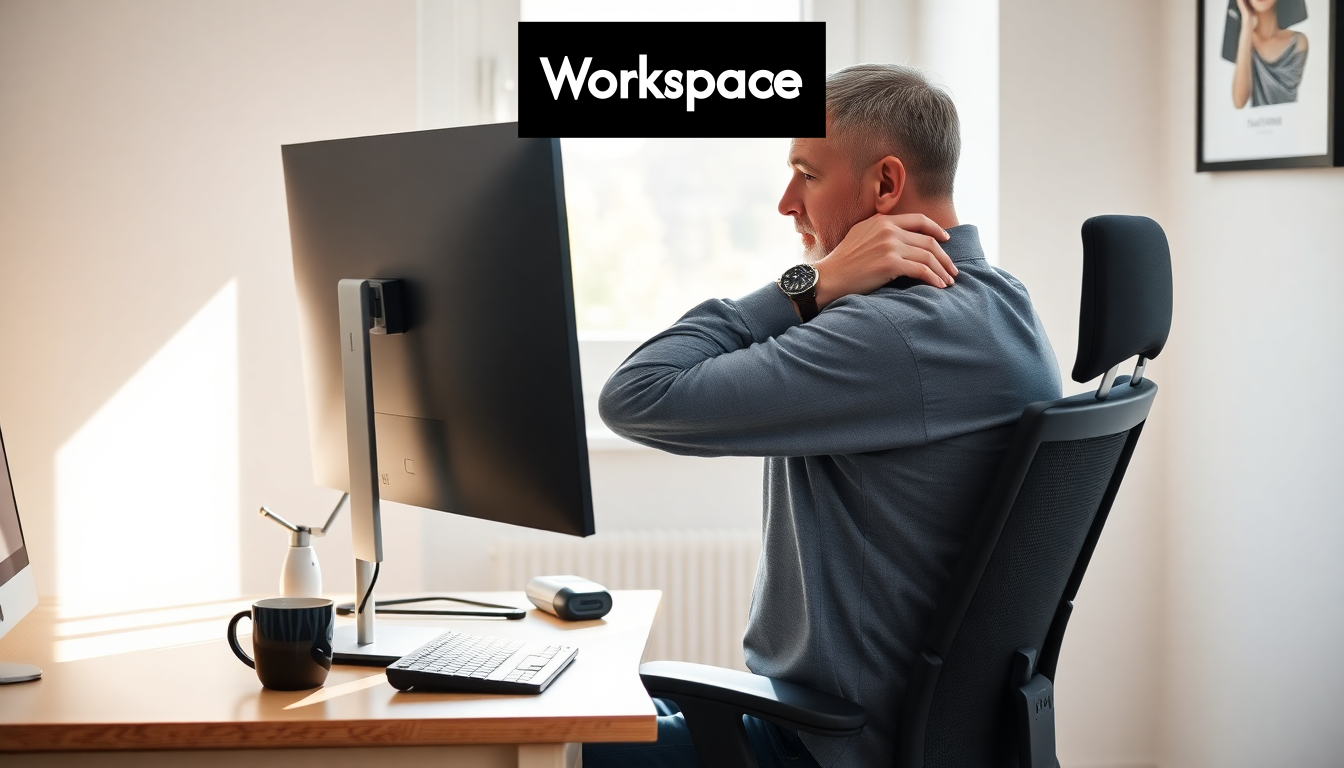 Person positioning chair and monitor at home desk