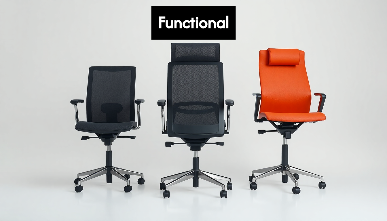 Three different types of office chairs