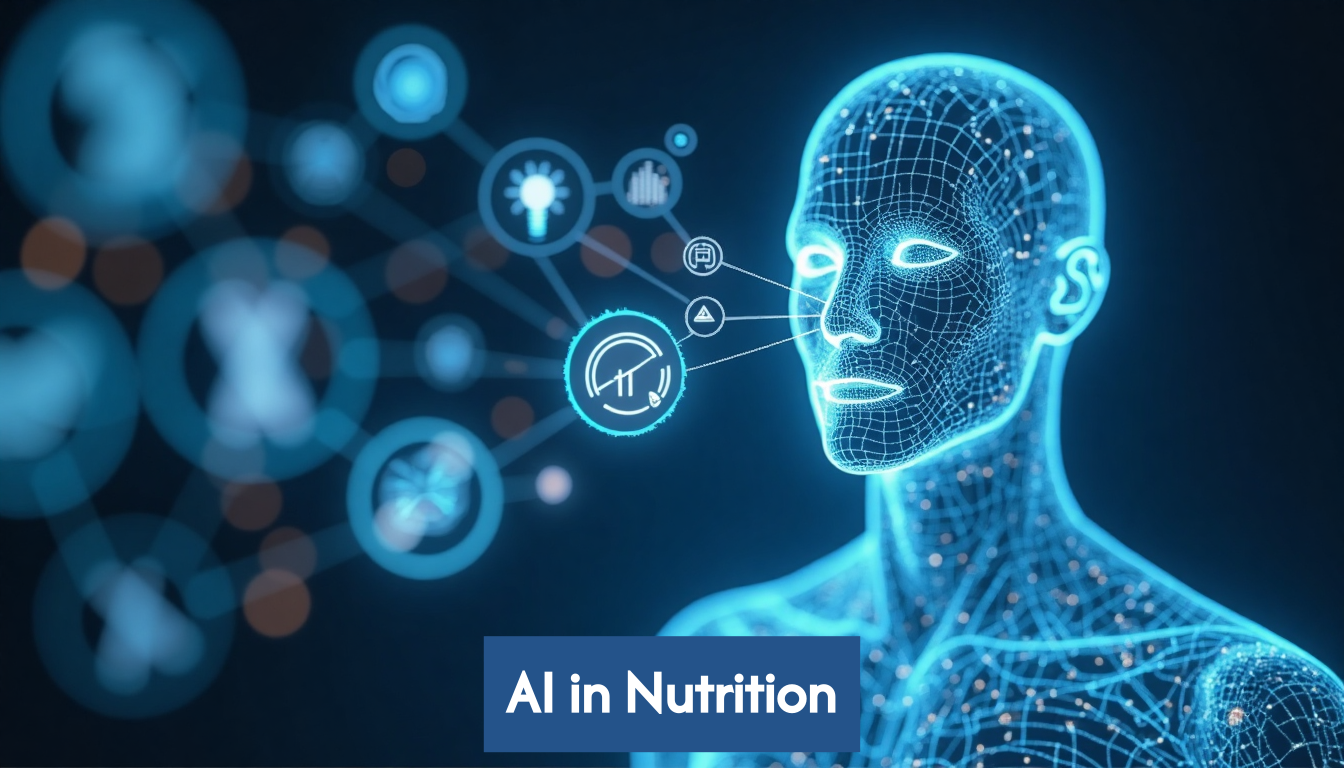 Abstract graphic showing AI connecting health data for nutrition.