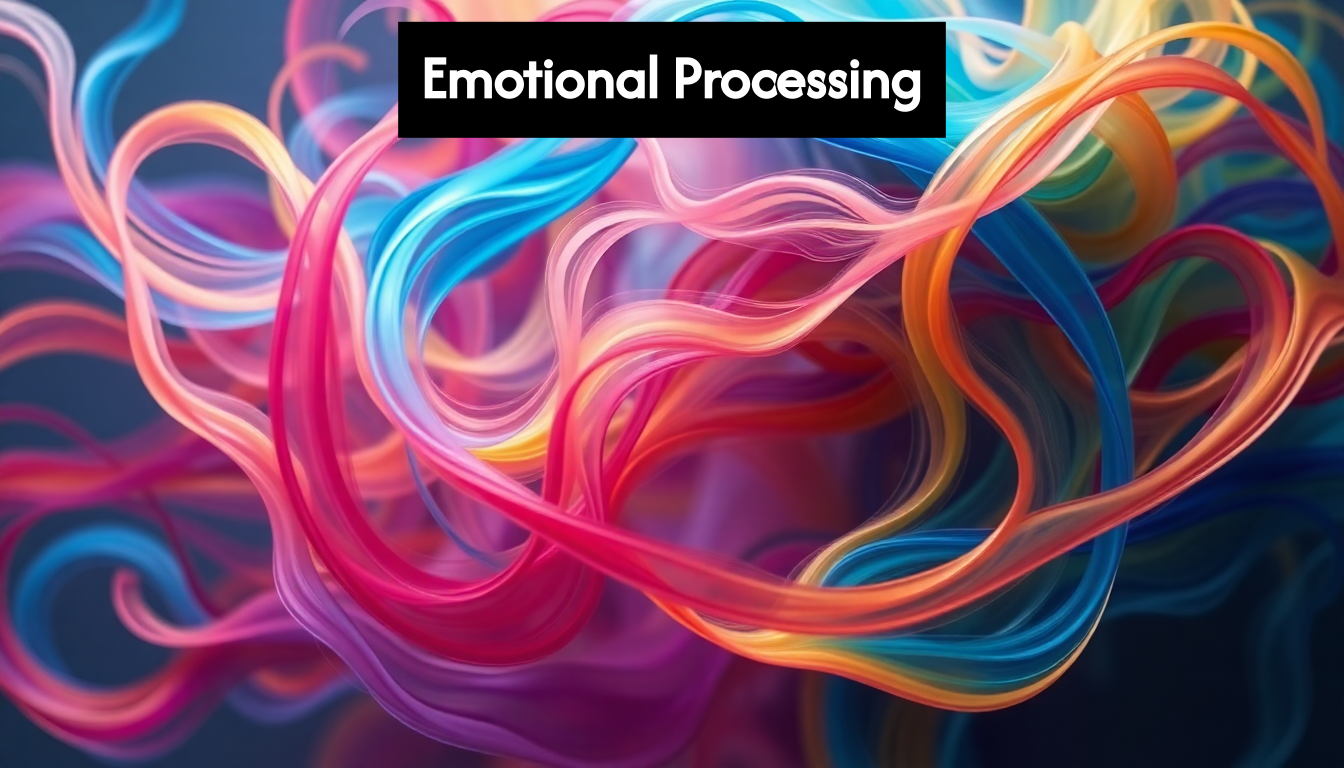 Abstract swirling colors representing emotional processing.