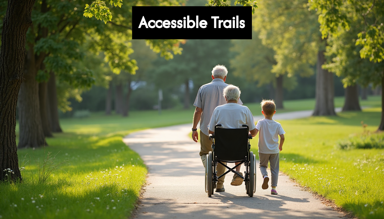 Accessible path with family enjoying walk