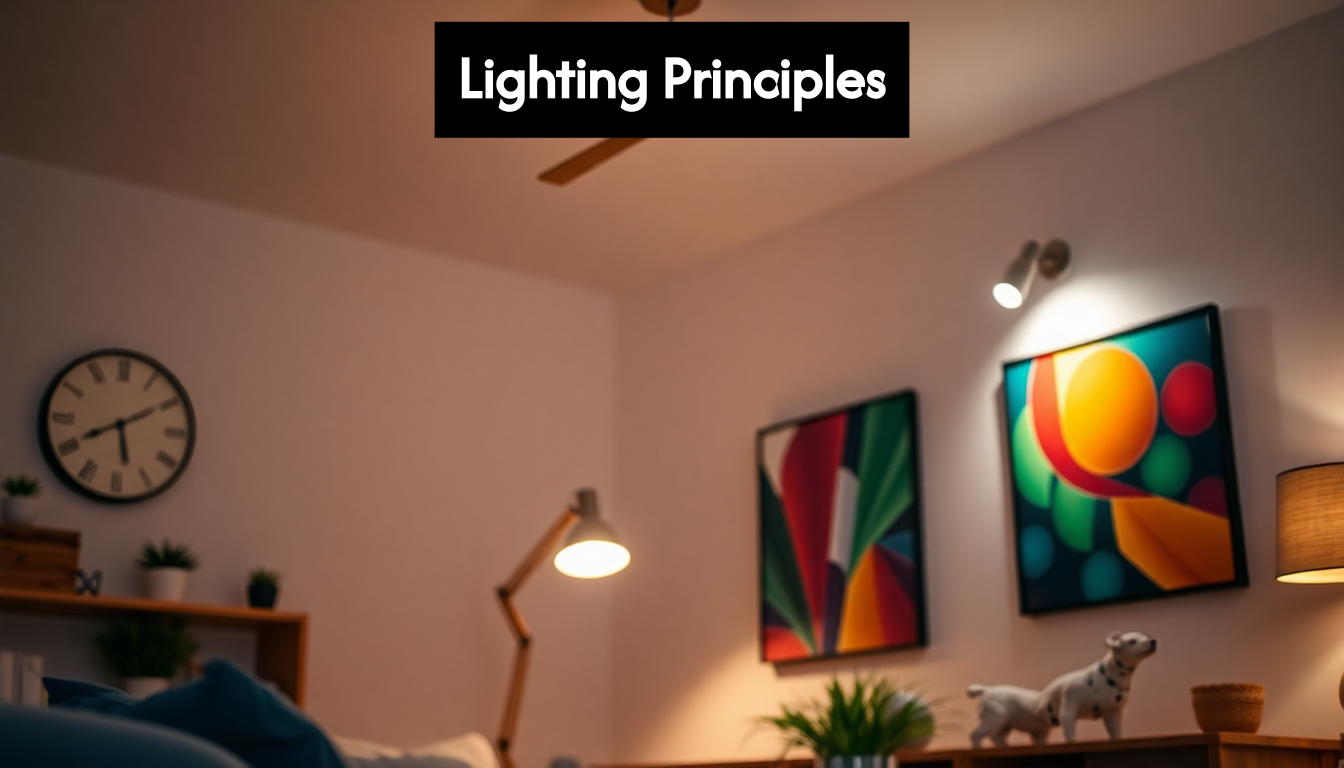 Ambient, task, and accent lighting fixtures closeup