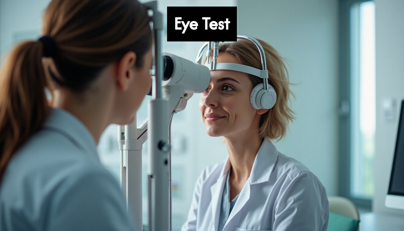 An optometrist tests a patient's eyes.