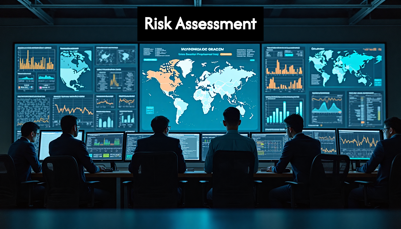 Analysts monitoring risk dashboards in security center