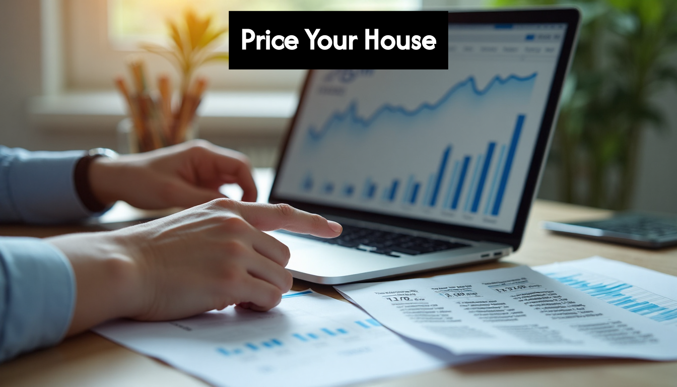 Analyzing real estate market data on laptop