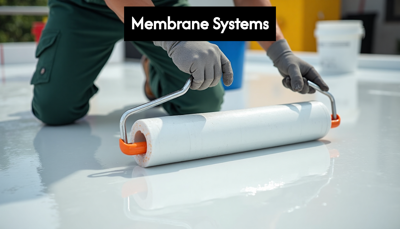 Applying liquid membrane on flat roof surface