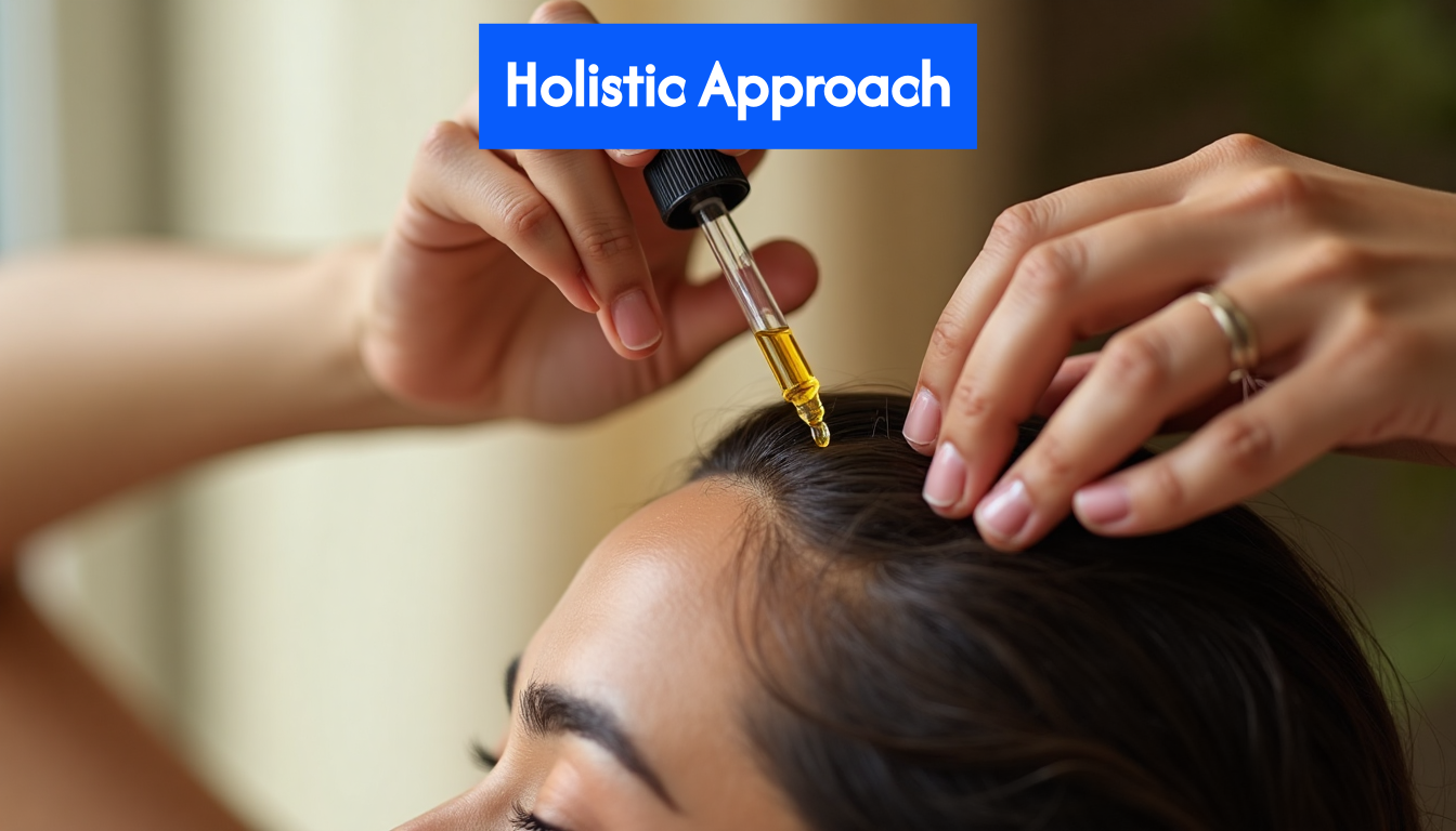 Applying natural oil to scalp for hair health