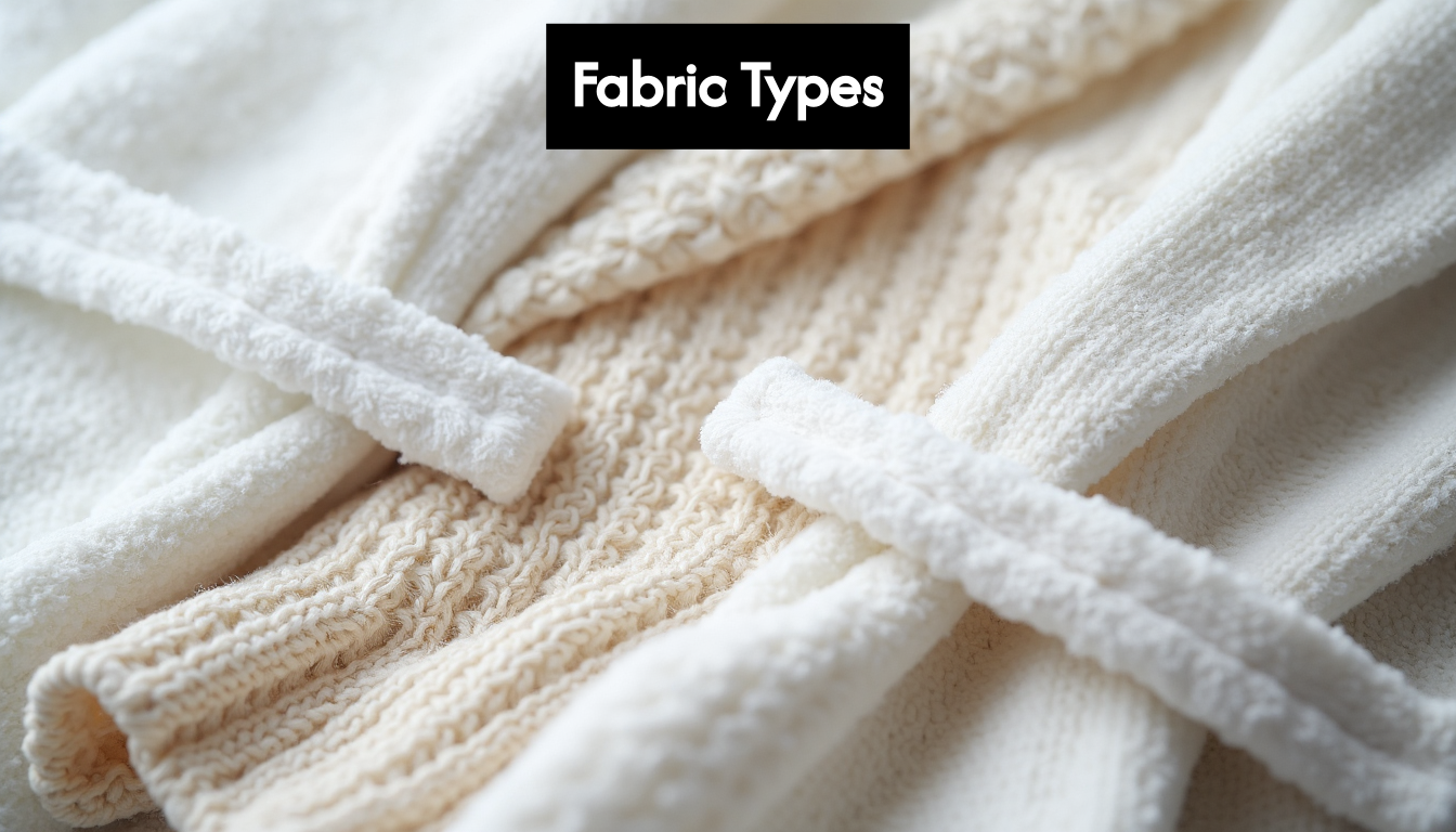 Assorted bathrobe fabric textures and materials