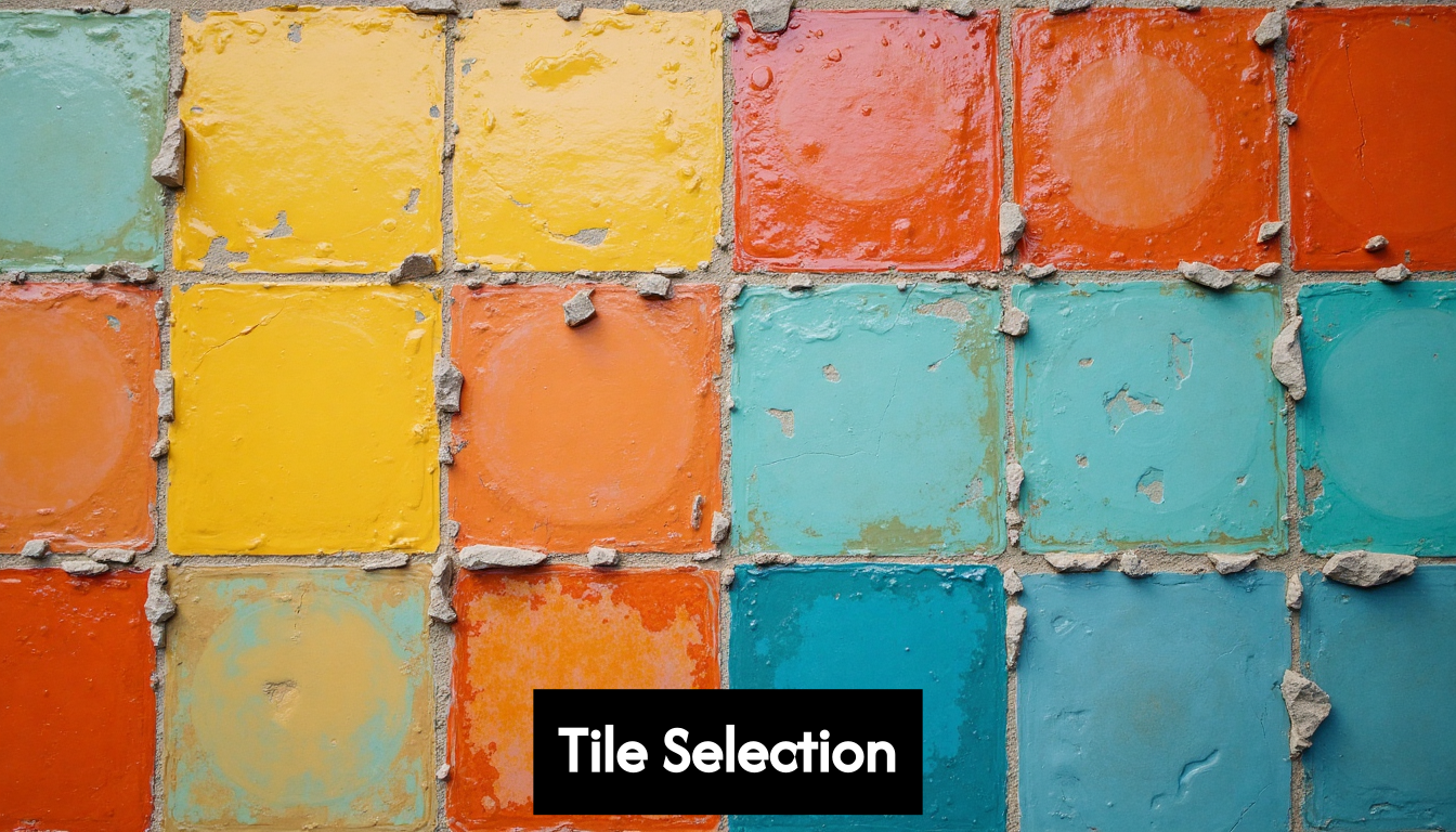Assorted colorful tiles in different shapes and textures