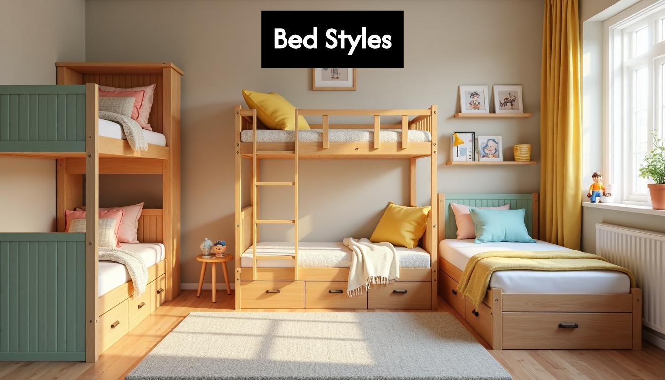 Assorted kids beds of different styles and sizes