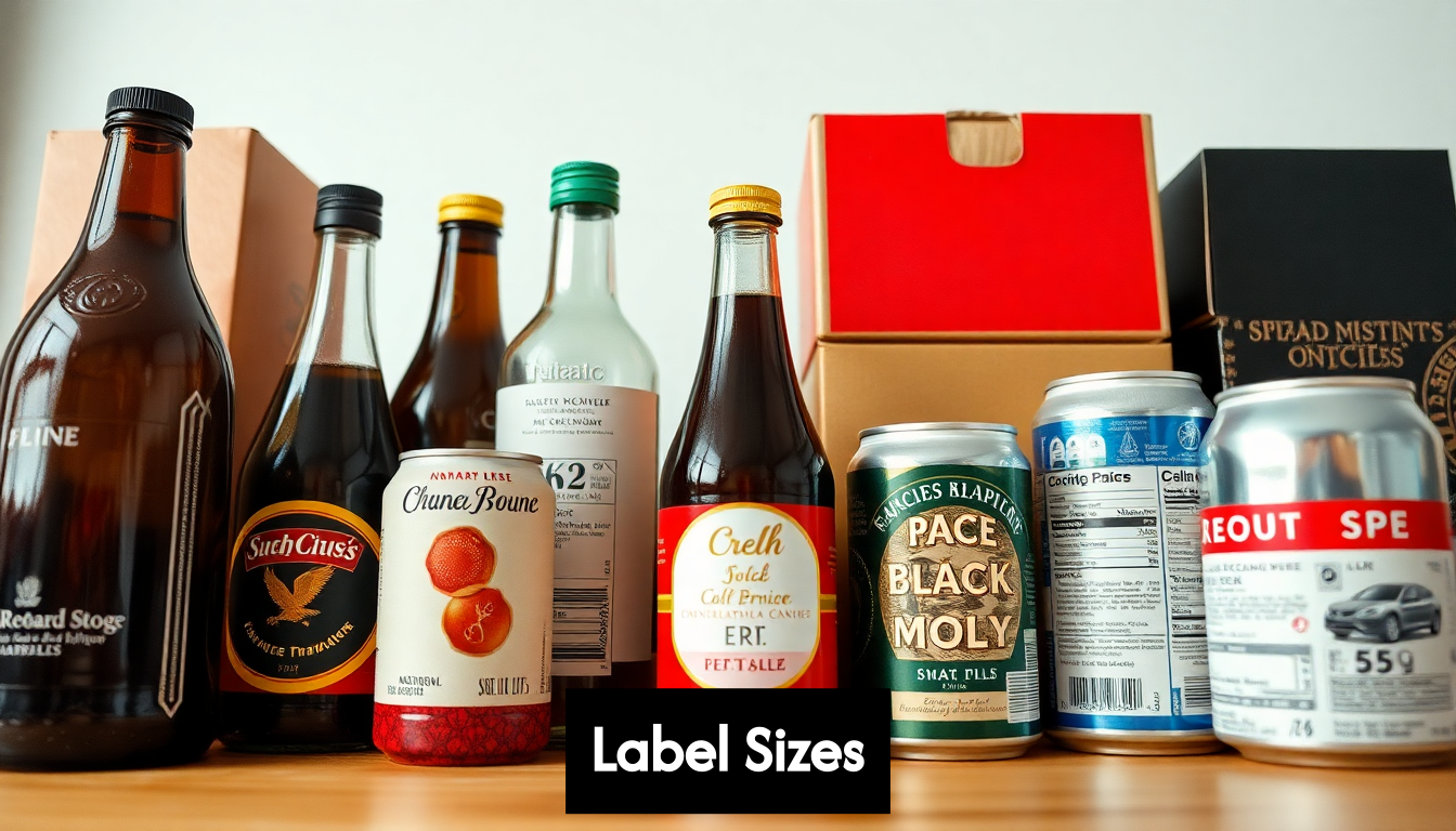 Assortment of product labels on diverse packaging.