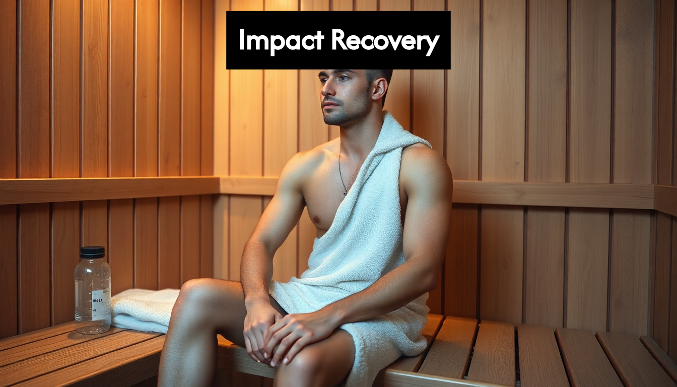 Athlete recovering in sauna after exercise