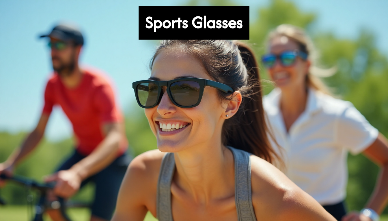 Athletes wearing modern sports glasses outdoors