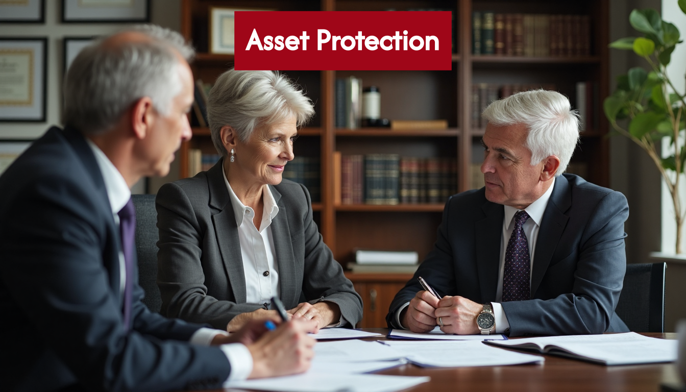 Attorney advising a couple on asset protection