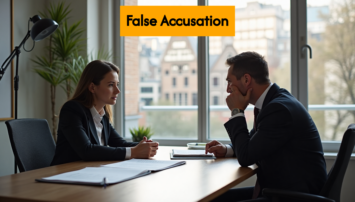 Attorney and client discussing legal rights in office