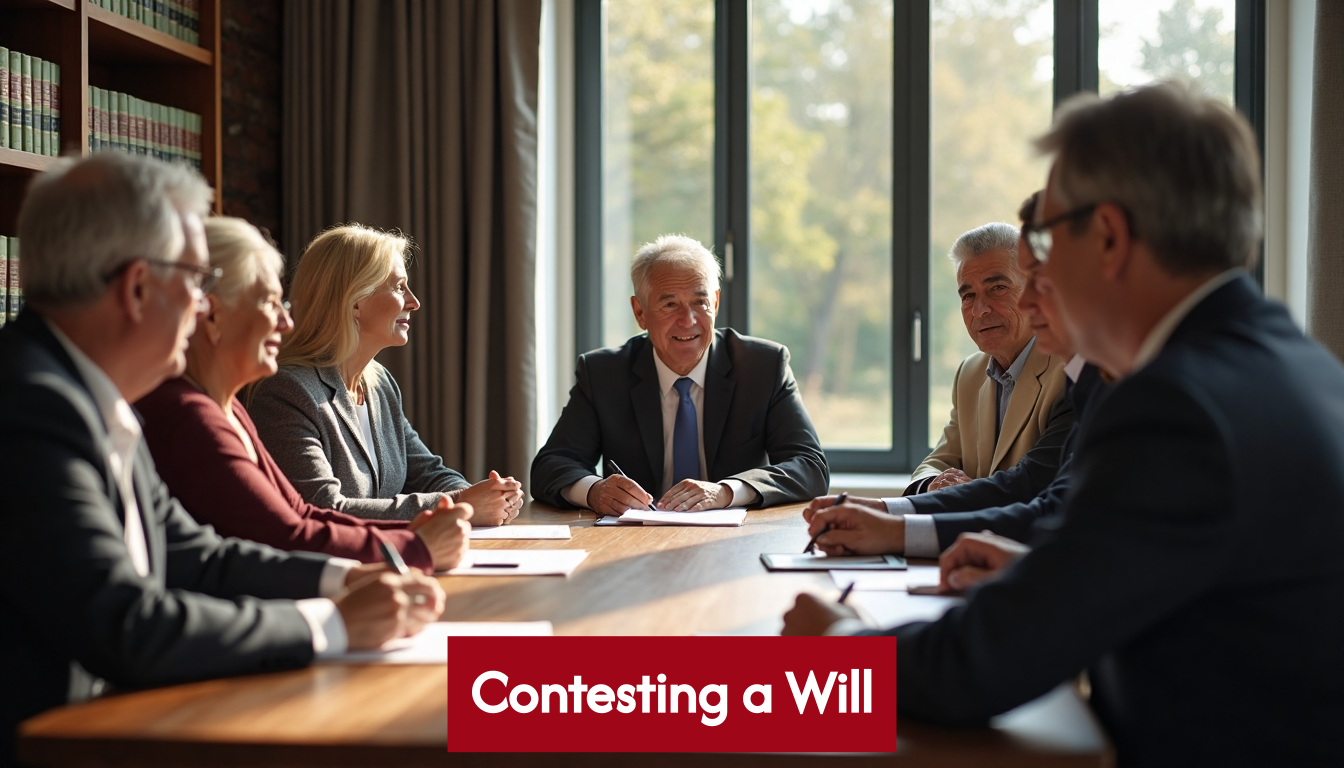 Attorney consulting with family in law office