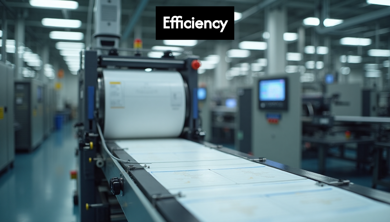 Automated label production line in a factory
