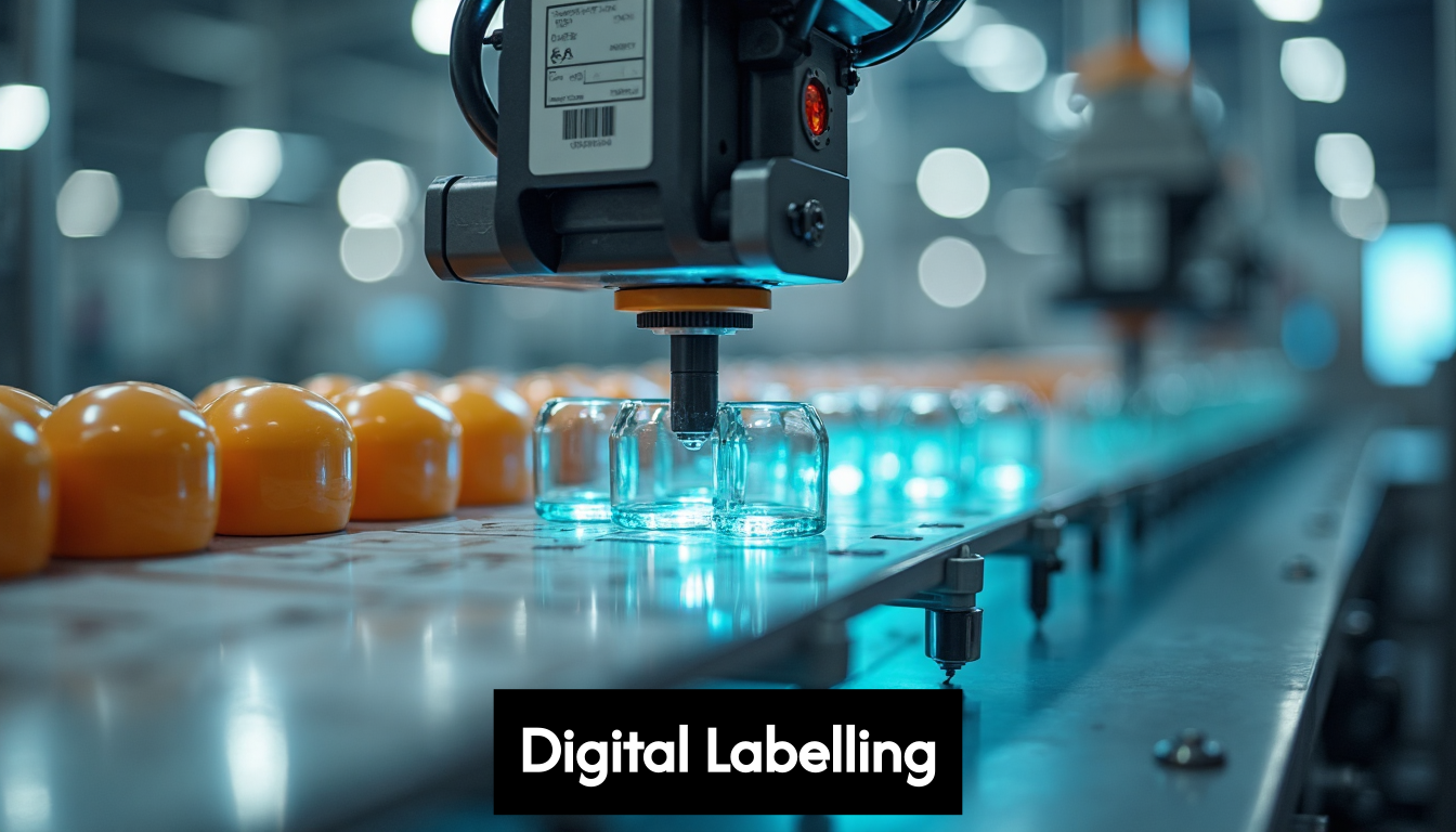 Automated labeling machine applying smart labels