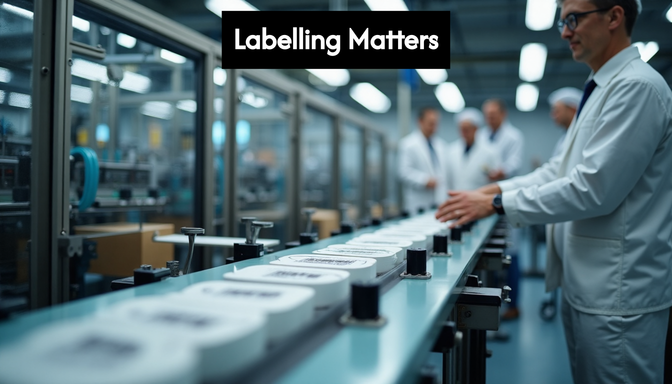 Automated labelling machines on production line