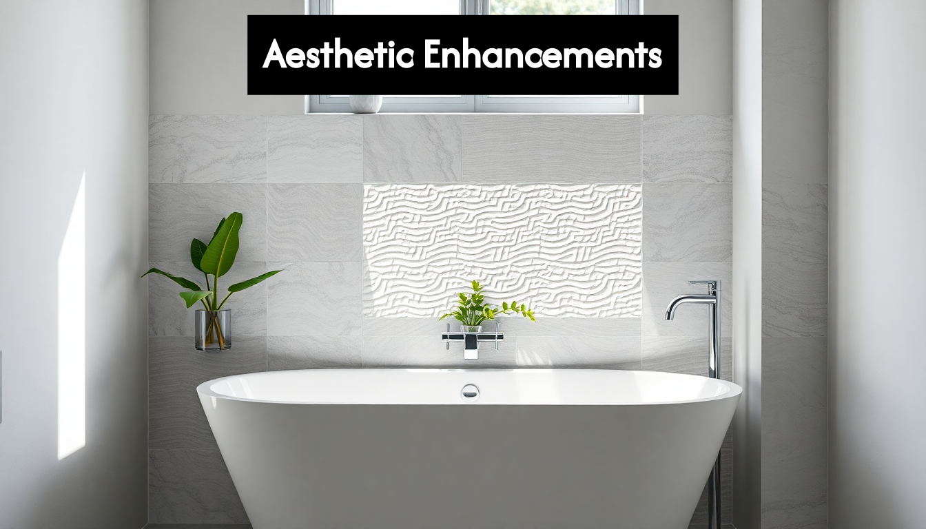 Bathroom with textured modern wall tiles