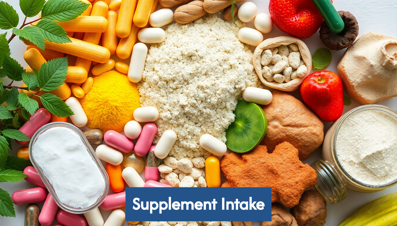 An array of dietary supplements including capsules, powders, and natural sources.