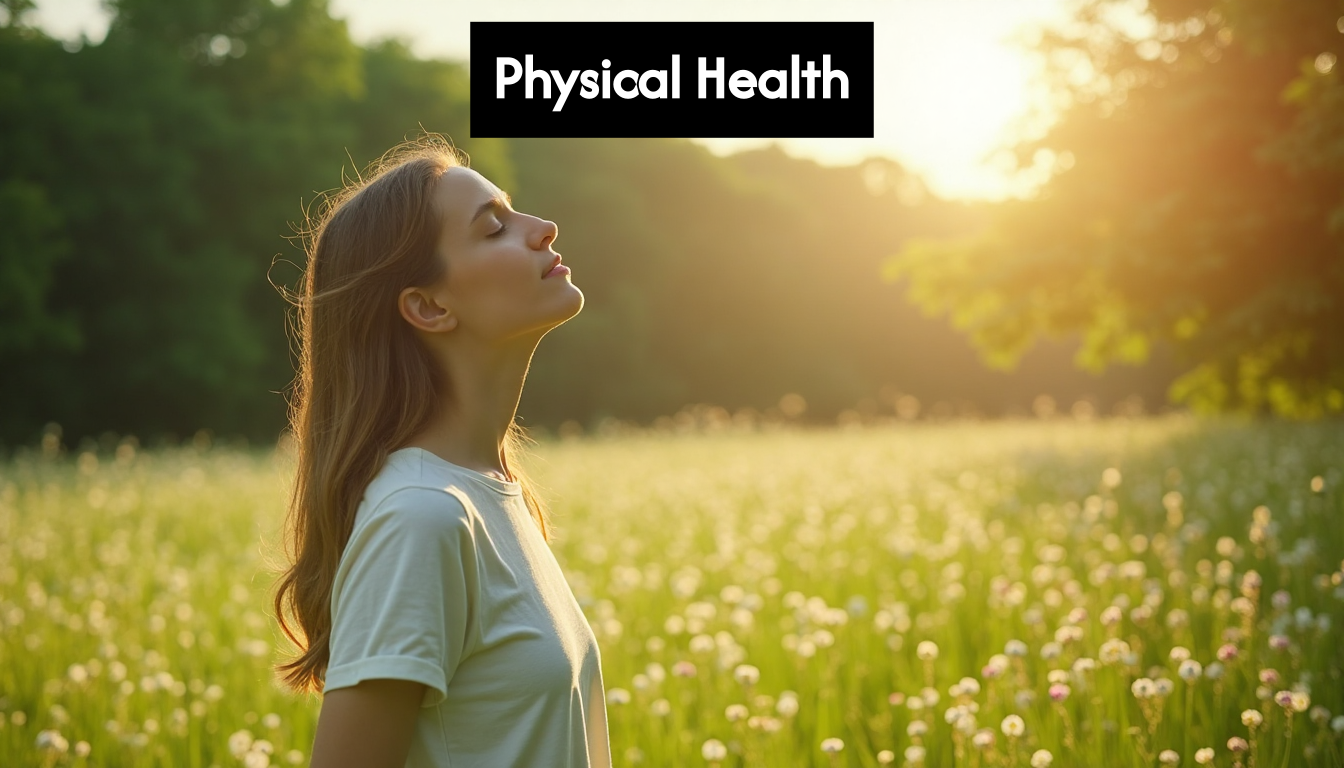 Breathing fresh air in countryside meadow