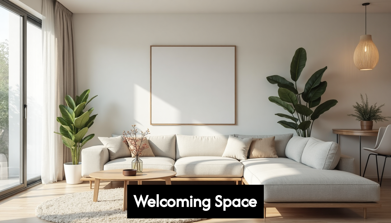 Bright and spacious staged living room.