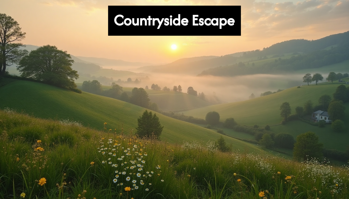 British countryside landscape at sunrise