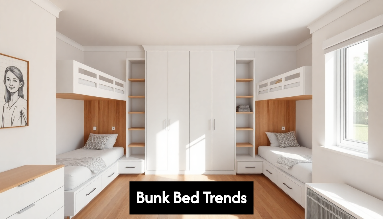 Built-in bunk beds with storage in bright room