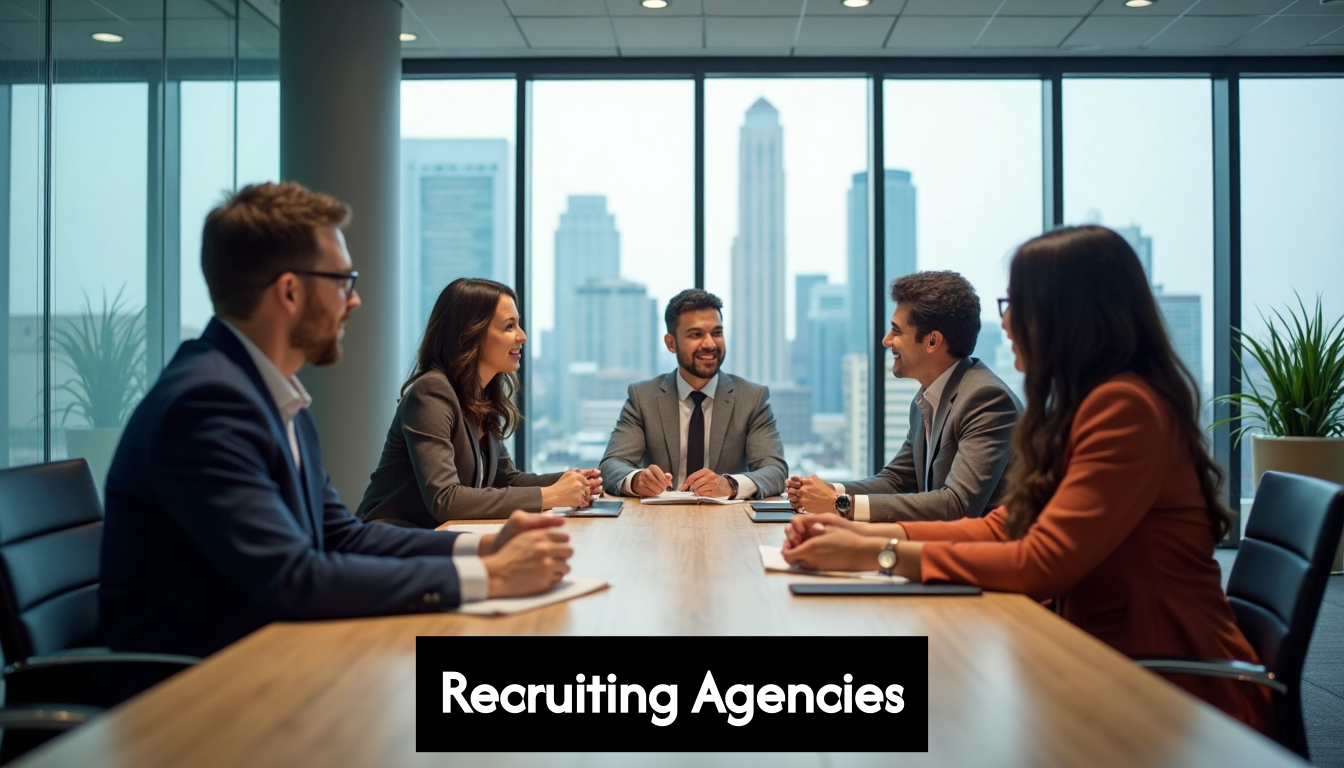 Business meeting at Houston recruiting agency office