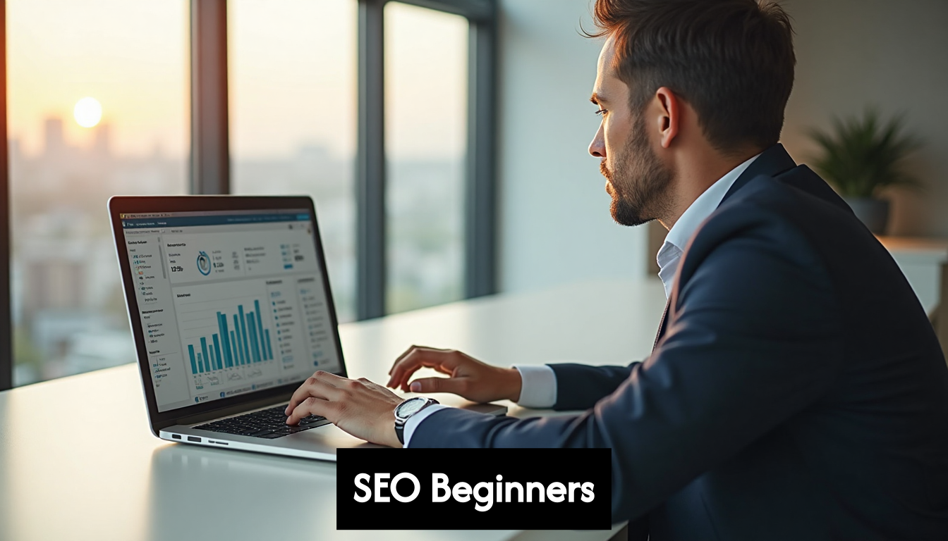 Business owner analyzing website analytics at desk